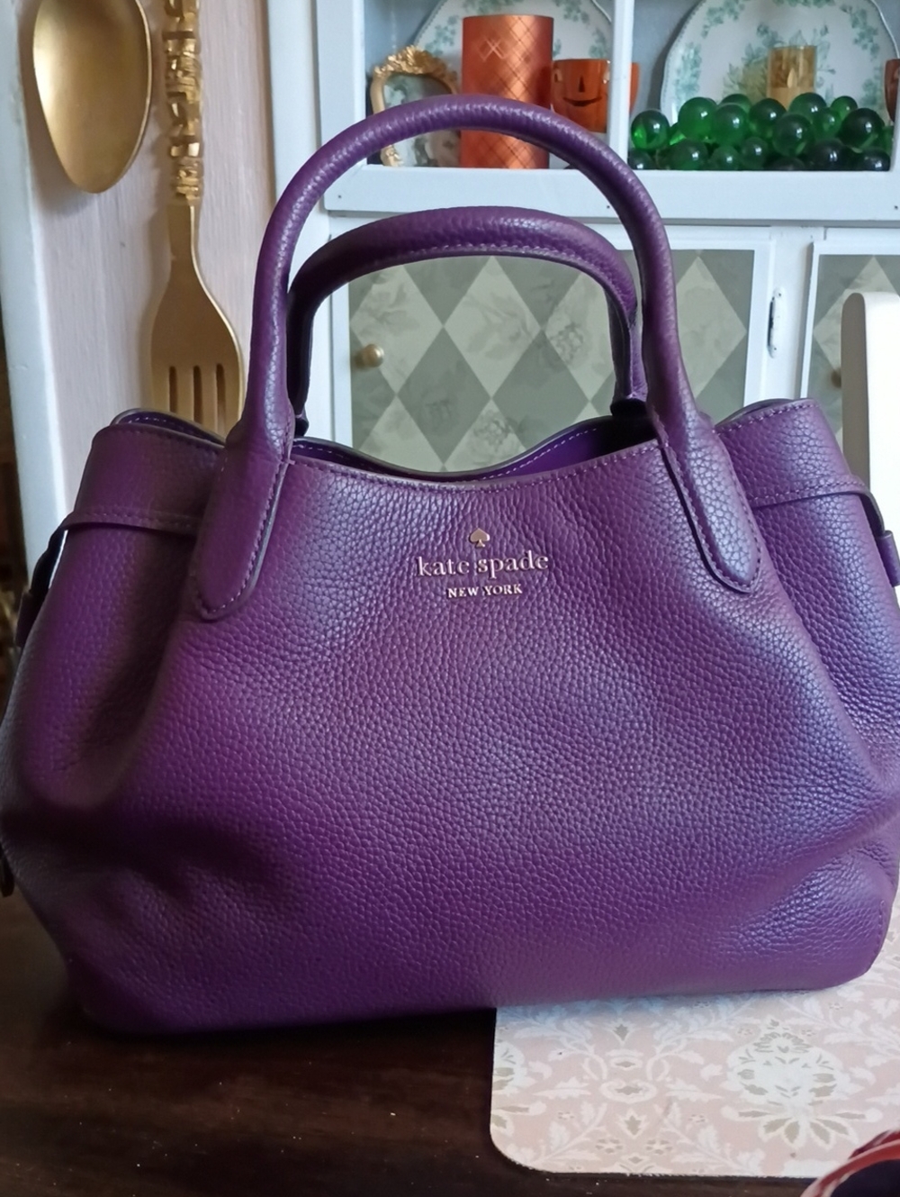 Kat spade LARGE Dumpling satchel Purple pebble leather